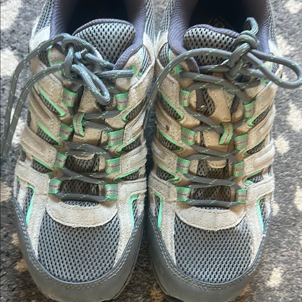 Women  Gray and Green Athletic or hiking shoes